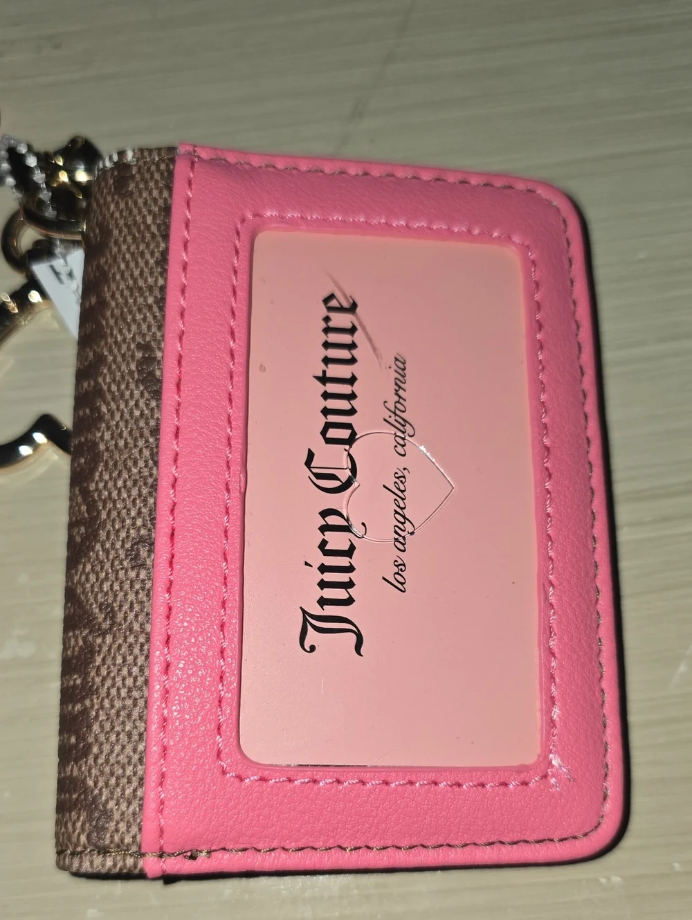 Juicy Couture Brown & Pink Strawberry Card Case Keychain